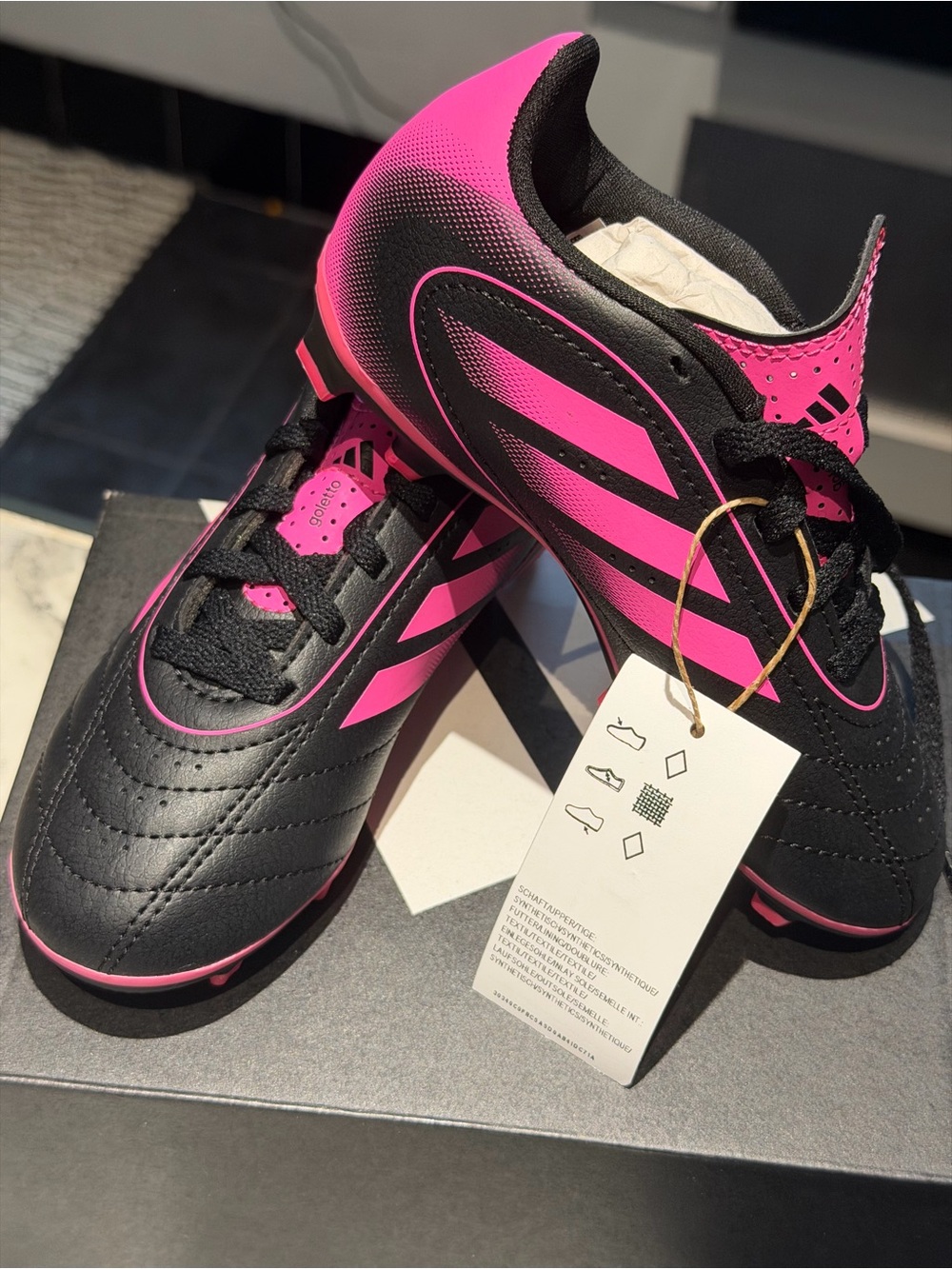 adidas Kids Black & Hot Pink Soccer Sneakers